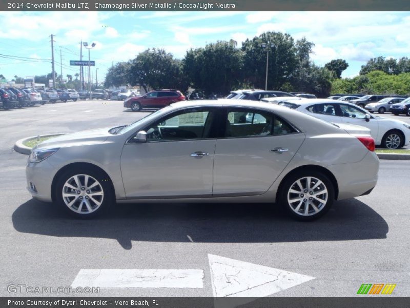 Champagne Silver Metallic / Cocoa/Light Neutral 2014 Chevrolet Malibu LTZ