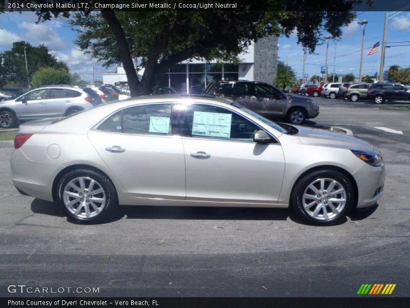 Champagne Silver Metallic / Cocoa/Light Neutral 2014 Chevrolet Malibu LTZ