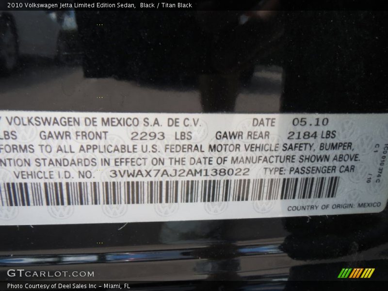 Black / Titan Black 2010 Volkswagen Jetta Limited Edition Sedan