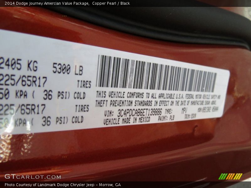 Copper Pearl / Black 2014 Dodge Journey Amercian Value Package