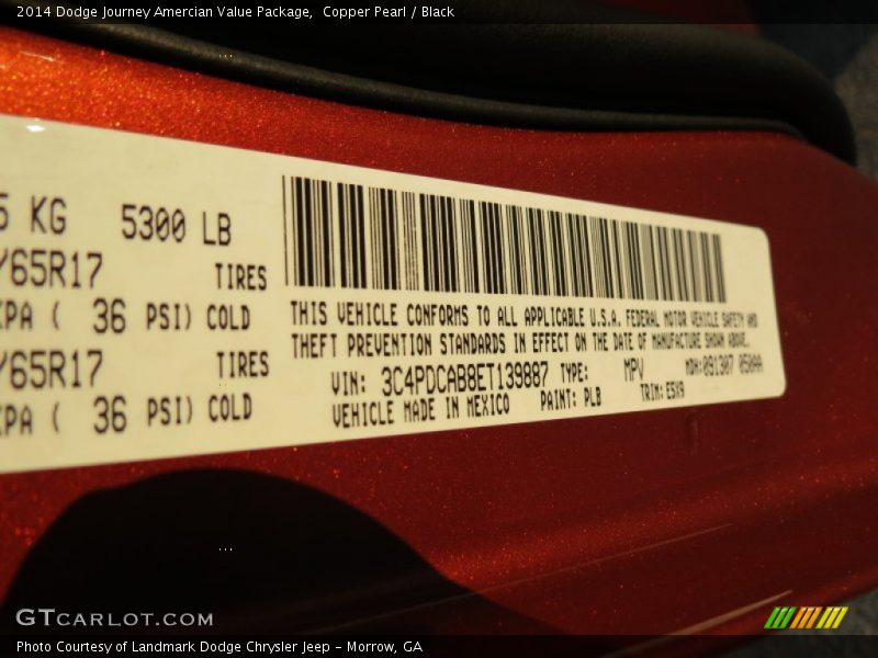 Copper Pearl / Black 2014 Dodge Journey Amercian Value Package