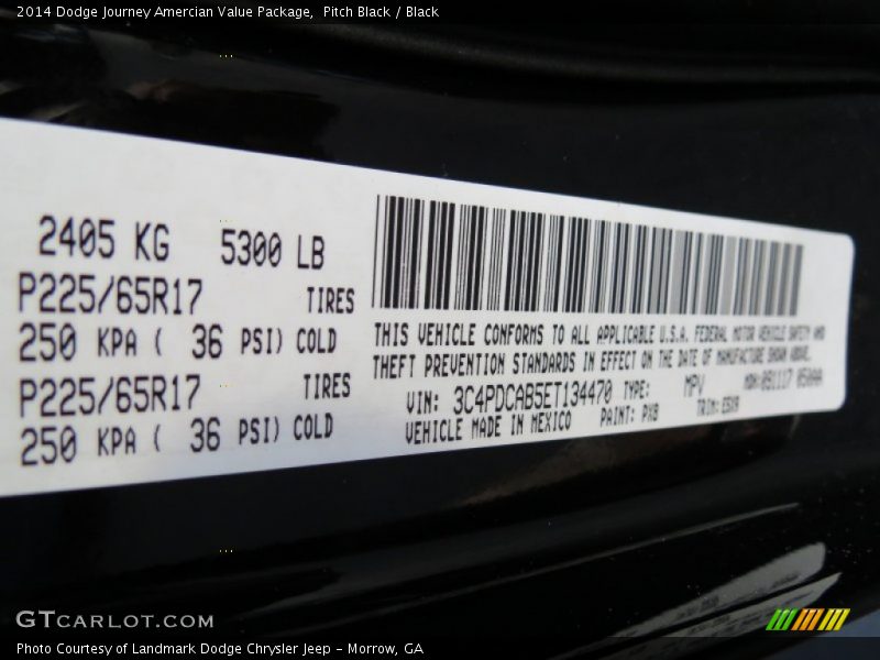 Pitch Black / Black 2014 Dodge Journey Amercian Value Package