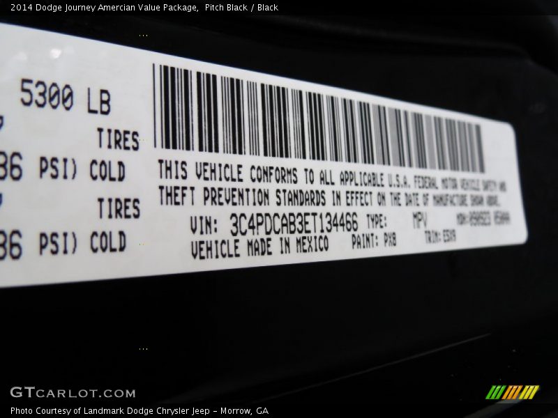 Pitch Black / Black 2014 Dodge Journey Amercian Value Package