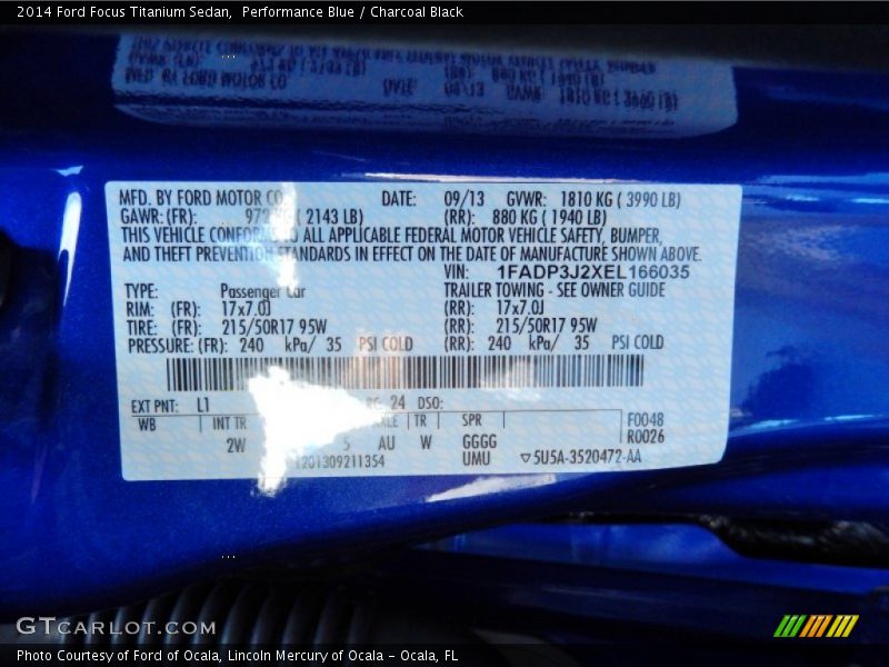 Performance Blue / Charcoal Black 2014 Ford Focus Titanium Sedan