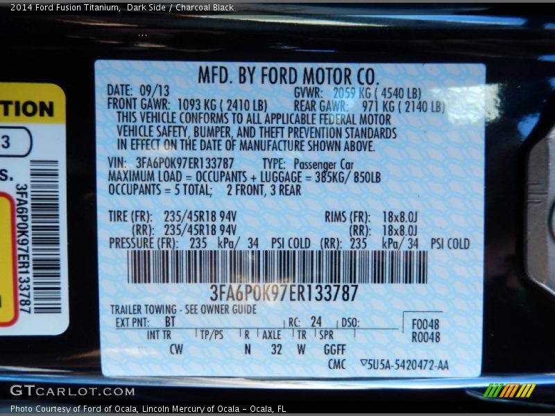 Dark Side / Charcoal Black 2014 Ford Fusion Titanium