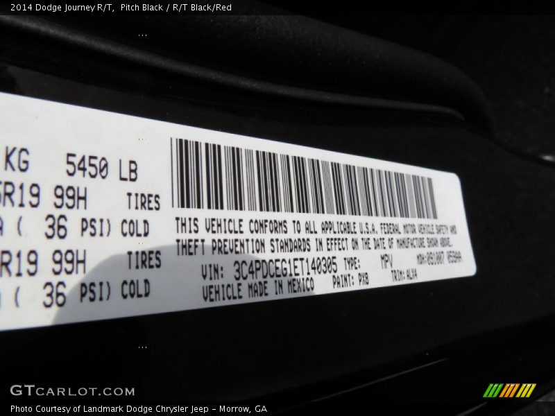 Pitch Black / R/T Black/Red 2014 Dodge Journey R/T