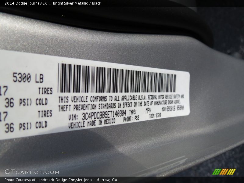 Bright Silver Metallic / Black 2014 Dodge Journey SXT