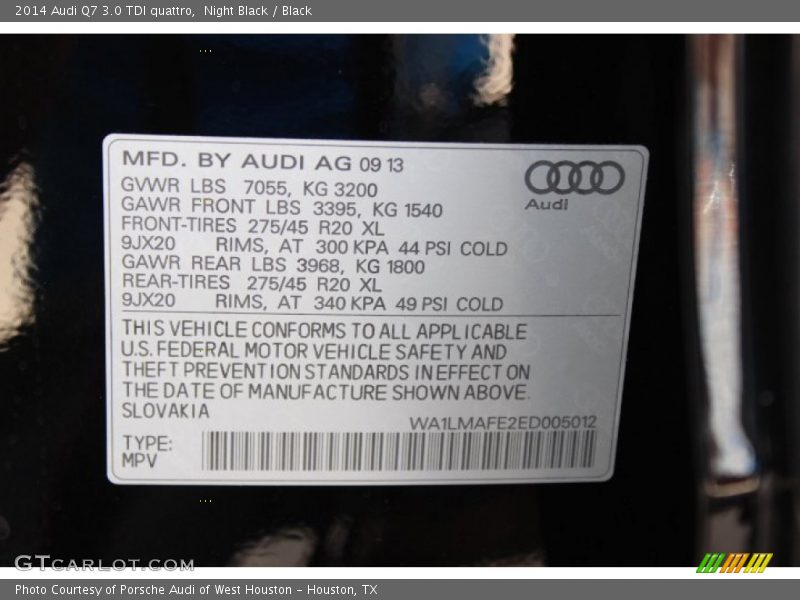 Night Black / Black 2014 Audi Q7 3.0 TDI quattro