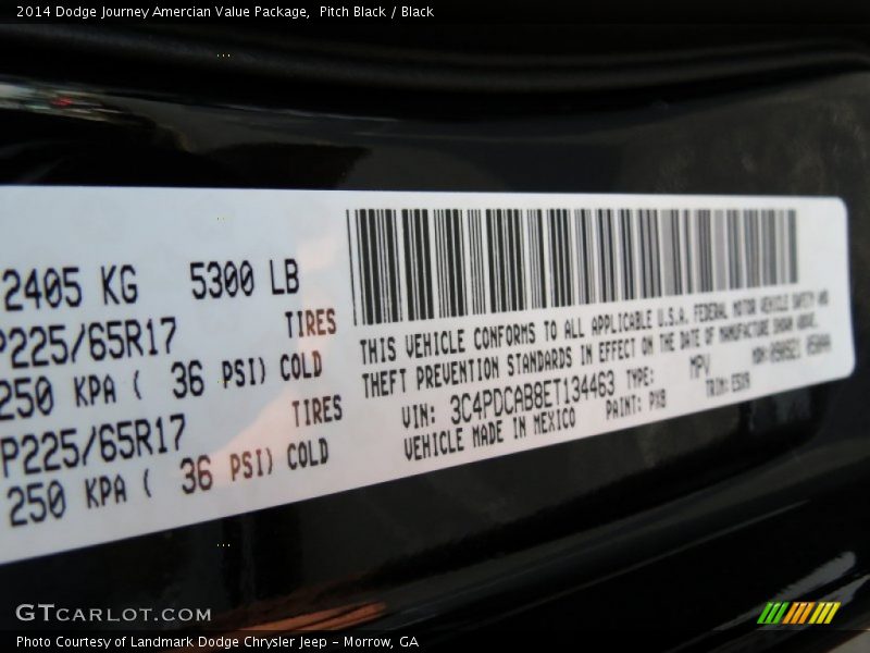 Pitch Black / Black 2014 Dodge Journey Amercian Value Package
