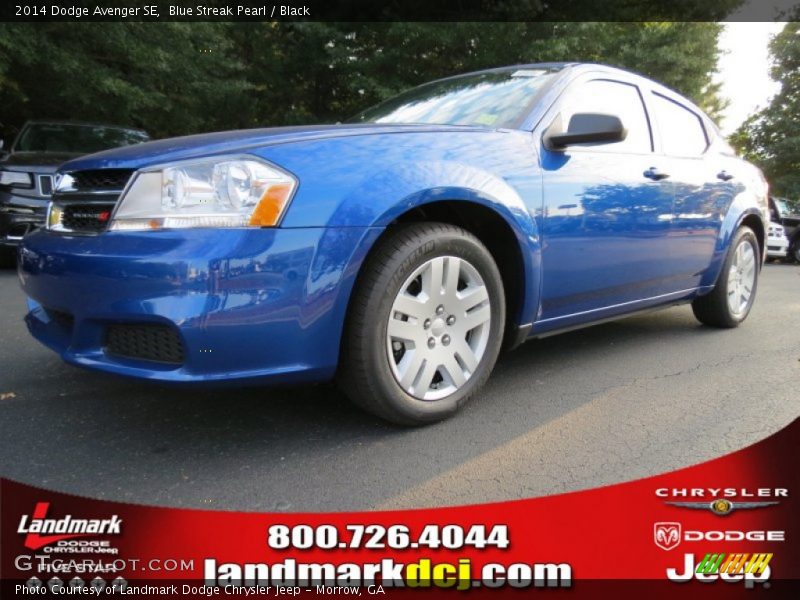 Blue Streak Pearl / Black 2014 Dodge Avenger SE