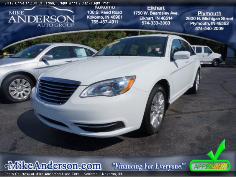 Bright White / Black/Light Frost 2012 Chrysler 200 LX Sedan