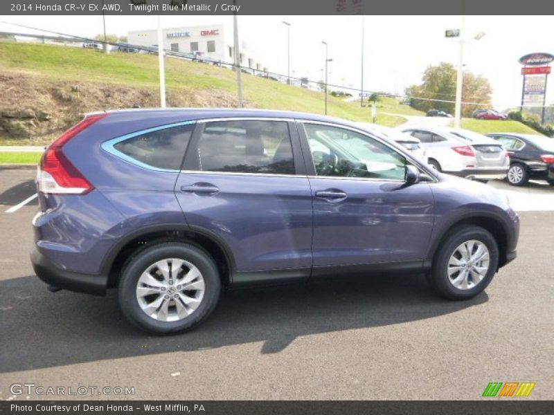 Twilight Blue Metallic / Gray 2014 Honda CR-V EX AWD