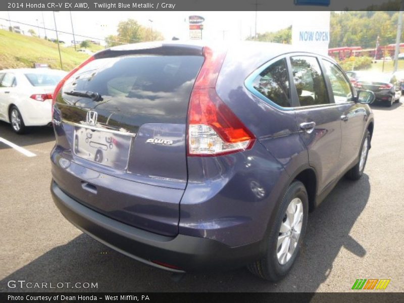 Twilight Blue Metallic / Gray 2014 Honda CR-V EX AWD