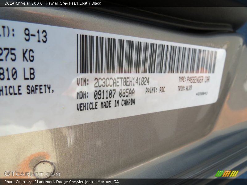 2014 300 C Pewter Grey Pearl Coat Color Code PDC