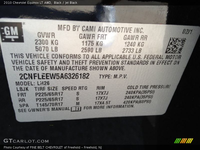 Black / Jet Black 2010 Chevrolet Equinox LT AWD