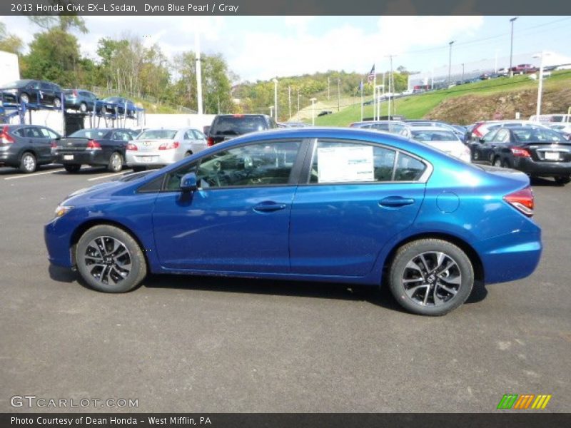 Dyno Blue Pearl / Gray 2013 Honda Civic EX-L Sedan