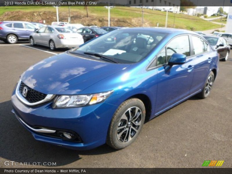 Dyno Blue Pearl / Gray 2013 Honda Civic EX-L Sedan