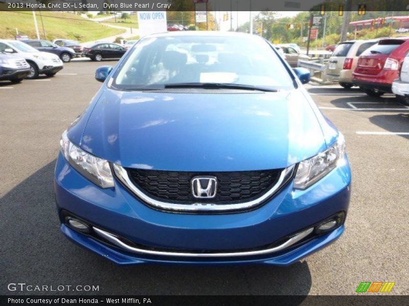 Dyno Blue Pearl / Gray 2013 Honda Civic EX-L Sedan
