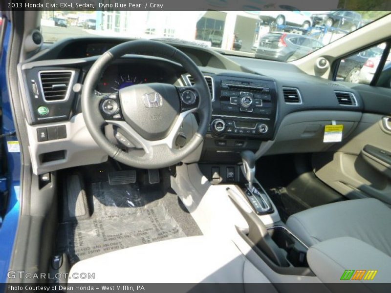Dyno Blue Pearl / Gray 2013 Honda Civic EX-L Sedan