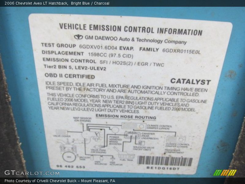 Bright Blue / Charcoal 2006 Chevrolet Aveo LT Hatchback