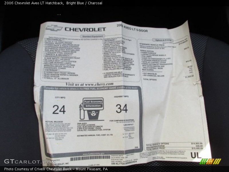 Bright Blue / Charcoal 2006 Chevrolet Aveo LT Hatchback