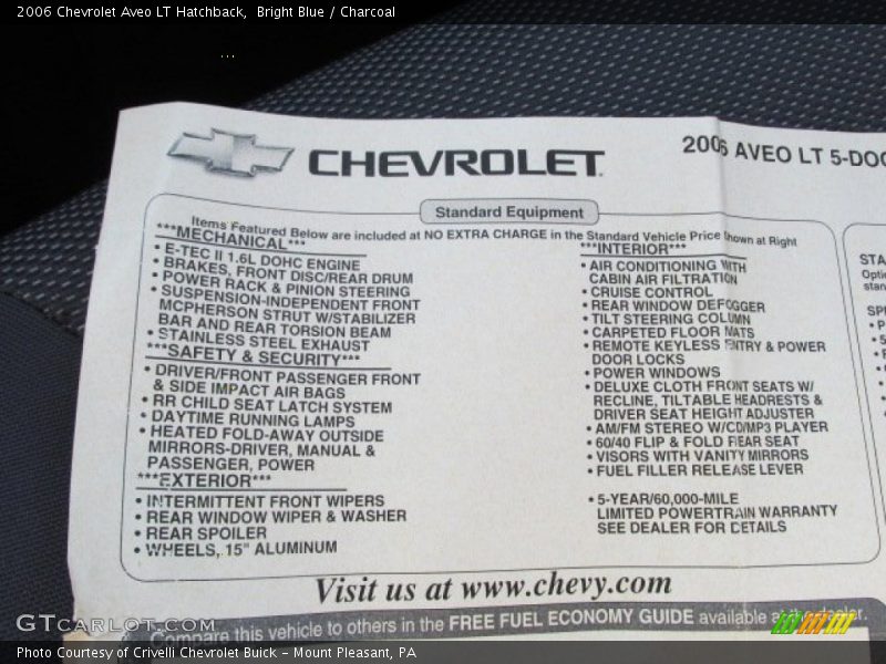 Bright Blue / Charcoal 2006 Chevrolet Aveo LT Hatchback