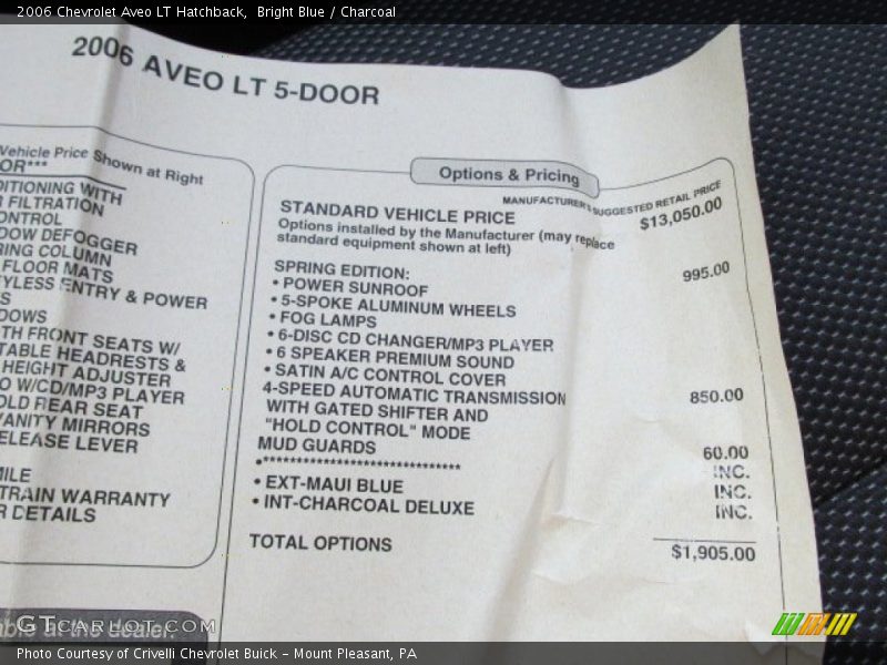 Bright Blue / Charcoal 2006 Chevrolet Aveo LT Hatchback