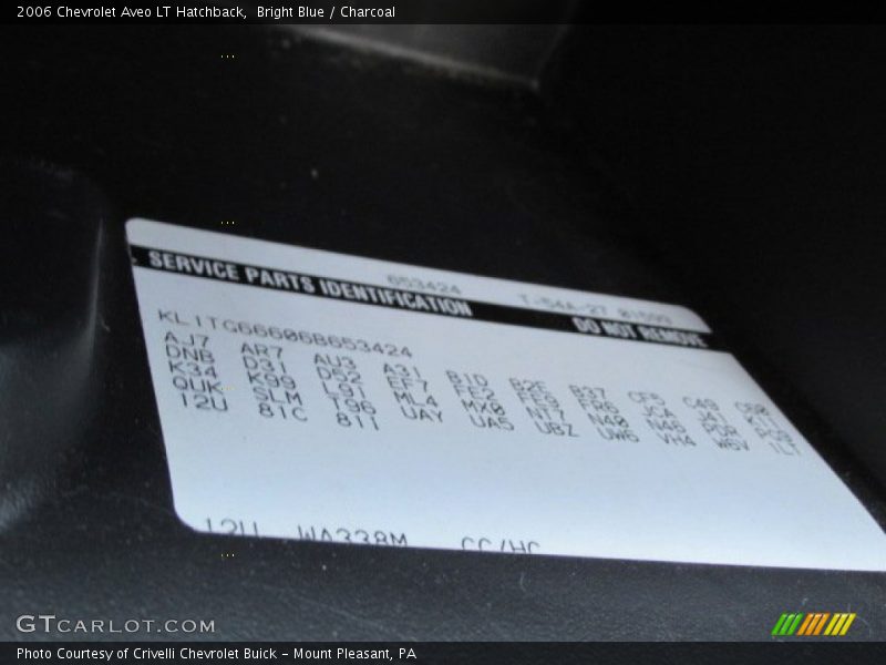 Bright Blue / Charcoal 2006 Chevrolet Aveo LT Hatchback