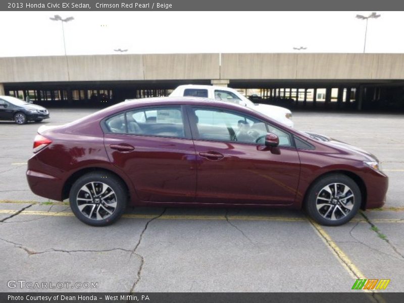 Crimson Red Pearl / Beige 2013 Honda Civic EX Sedan