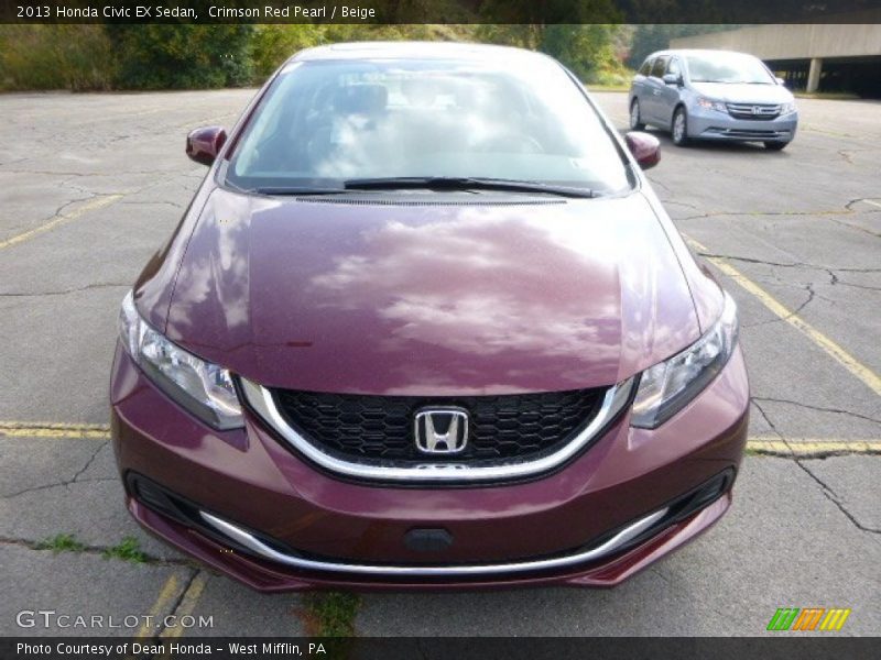Crimson Red Pearl / Beige 2013 Honda Civic EX Sedan