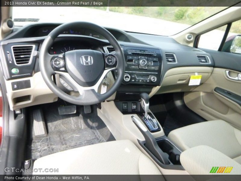 Crimson Red Pearl / Beige 2013 Honda Civic EX Sedan