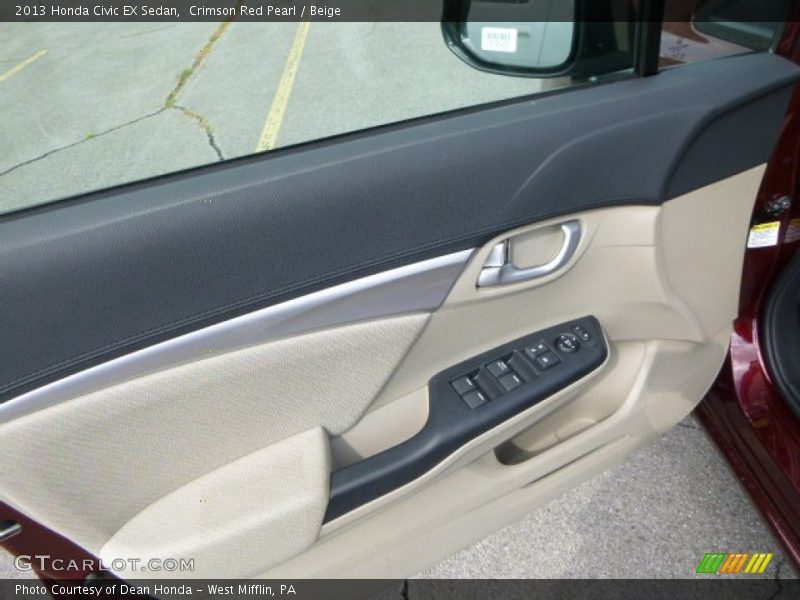Crimson Red Pearl / Beige 2013 Honda Civic EX Sedan