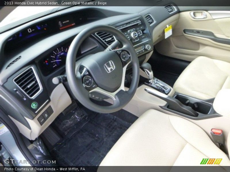 Green Opal Metallic / Beige 2013 Honda Civic Hybrid Sedan