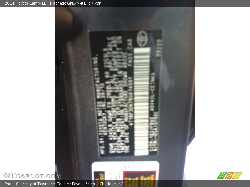 Magnetic Gray Metallic / Ash 2011 Toyota Camry LE