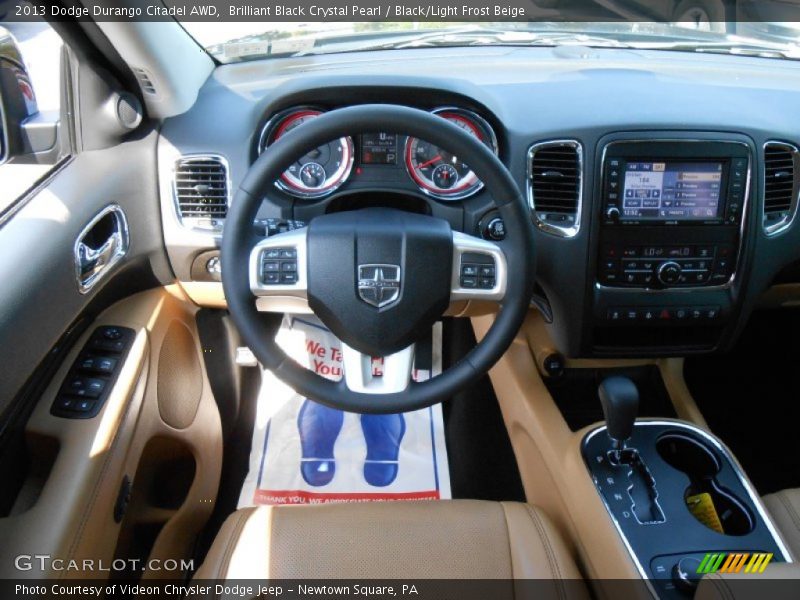 Brilliant Black Crystal Pearl / Black/Light Frost Beige 2013 Dodge Durango Citadel AWD
