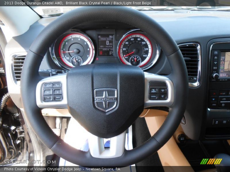 Brilliant Black Crystal Pearl / Black/Light Frost Beige 2013 Dodge Durango Citadel AWD