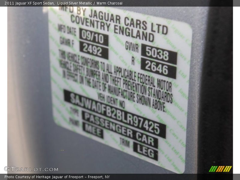 2011 XF Sport Sedan Liquid Silver Metallic Color Code MEE