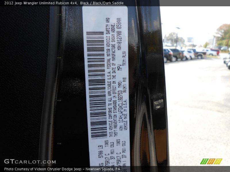 Black / Black/Dark Saddle 2012 Jeep Wrangler Unlimited Rubicon 4x4