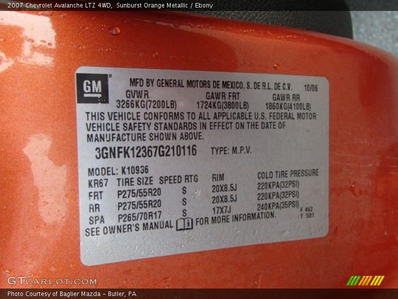 Sunburst Orange Metallic / Ebony 2007 Chevrolet Avalanche LTZ 4WD