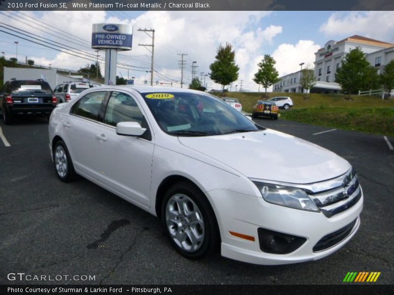 White Platinum Tri-coat Metallic / Charcoal Black 2010 Ford Fusion SE