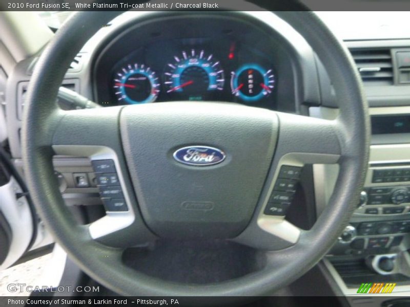 White Platinum Tri-coat Metallic / Charcoal Black 2010 Ford Fusion SE