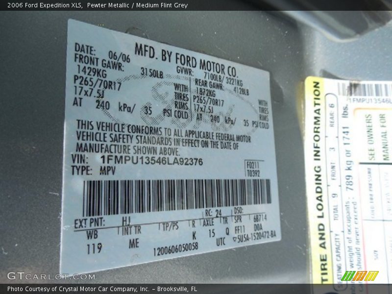2006 Expedition XLS Pewter Metallic Color Code HJ