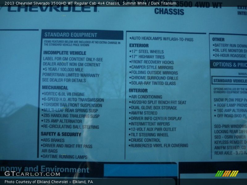Summit White / Dark Titanium 2013 Chevrolet Silverado 3500HD WT Regular Cab 4x4 Chassis