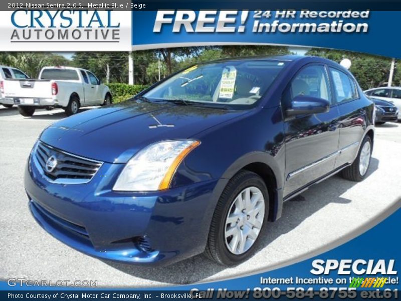 Metallic Blue / Beige 2012 Nissan Sentra 2.0 S