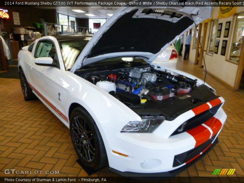 Oxford White / Shelby Charcoal Black/Red Accents Recaro Sport Seats 2014 Ford Mustang Shelby GT500 SVT Performance Package Coupe