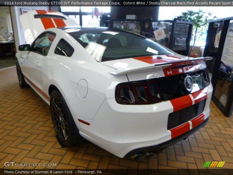 Oxford White / Shelby Charcoal Black/Red Accents Recaro Sport Seats 2014 Ford Mustang Shelby GT500 SVT Performance Package Coupe