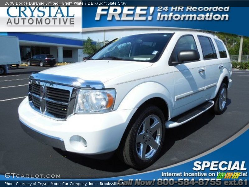 Bright White / Dark/Light Slate Gray 2008 Dodge Durango Limited