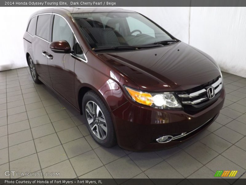 Dark Cherry Pearl / Beige 2014 Honda Odyssey Touring Elite