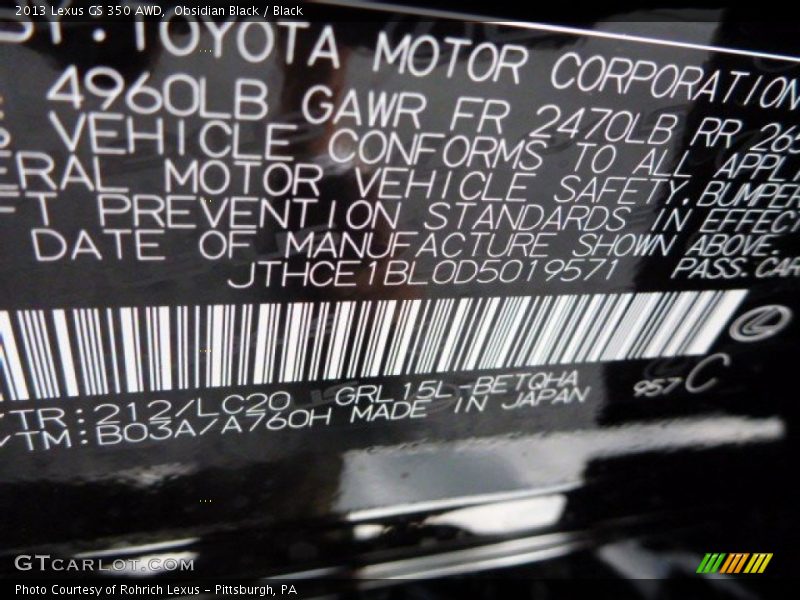 Obsidian Black / Black 2013 Lexus GS 350 AWD