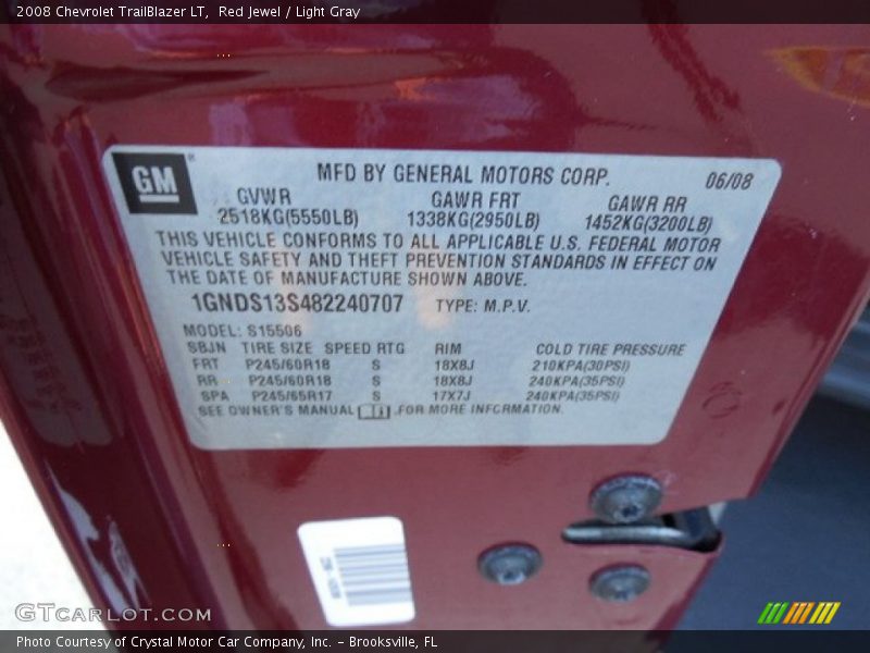 Red Jewel / Light Gray 2008 Chevrolet TrailBlazer LT